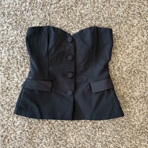 Black Strapless Buttoned Top